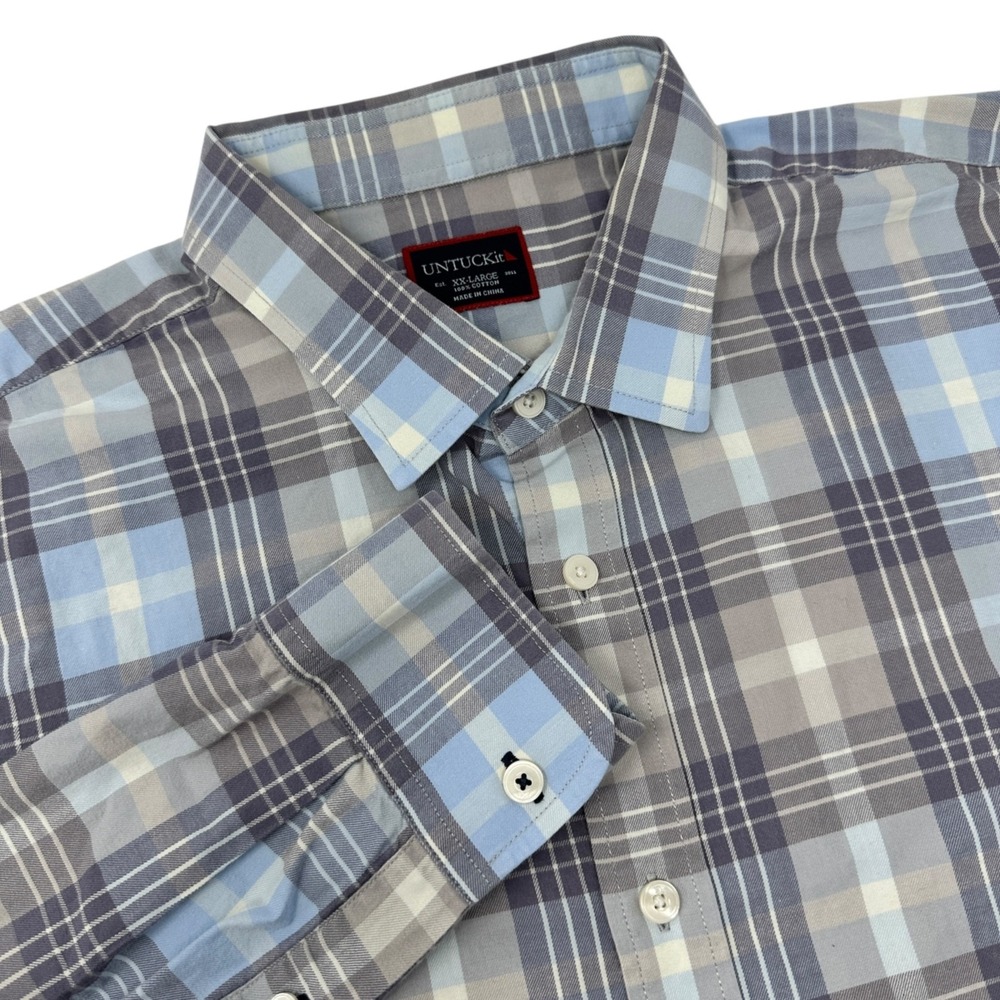 UNTUCKit Long Sleeved 100% Cotton Plaid Casual Button Up Shirt Men's 2XL XXL